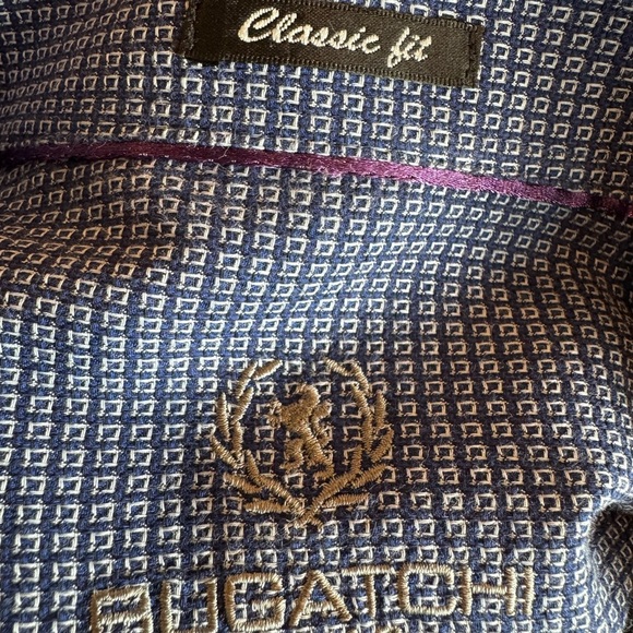 Bugatchi Uomo black/blue striped men’s button front shirt size medium - Picture 7 of 9